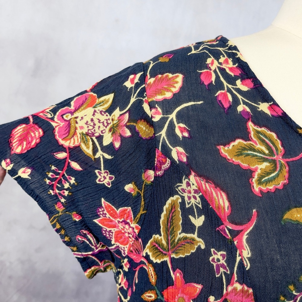 Woman Within Floral Maxi Dress Size 14 Gauzy Cottage Resort Feminine Summer Boho - Picture 4 of 11